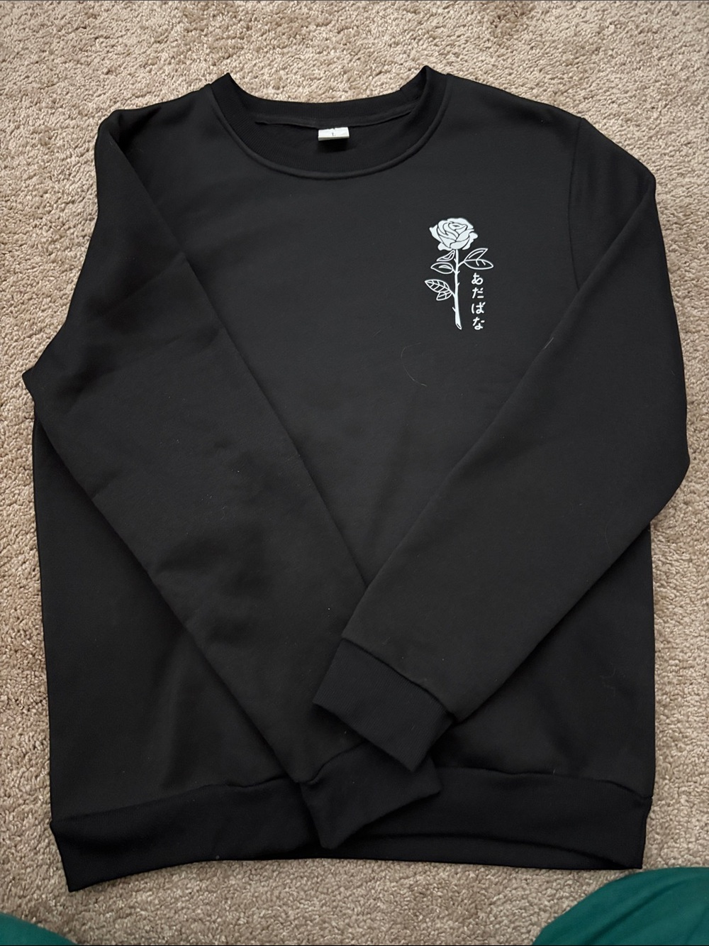 Black Rose Graphic Crewneck Sweatshirt - Unbranded
